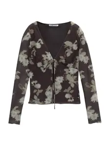 Pull&Bear Blúzka  hnedá / tmavohnedá / kaki