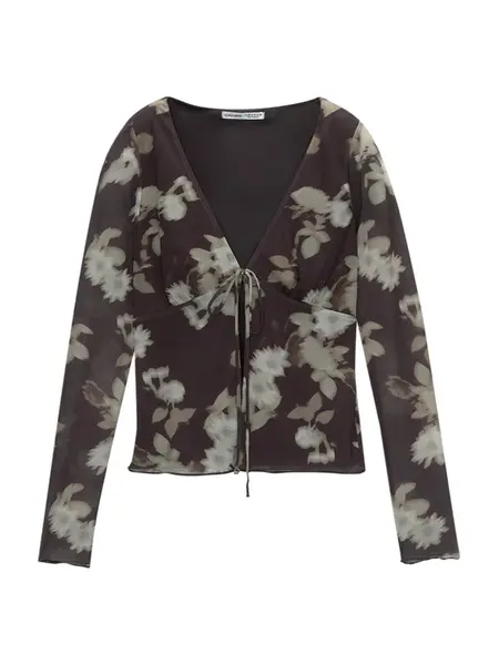 Pull&Bear Blúzka  hnedá / tmavohnedá / kaki