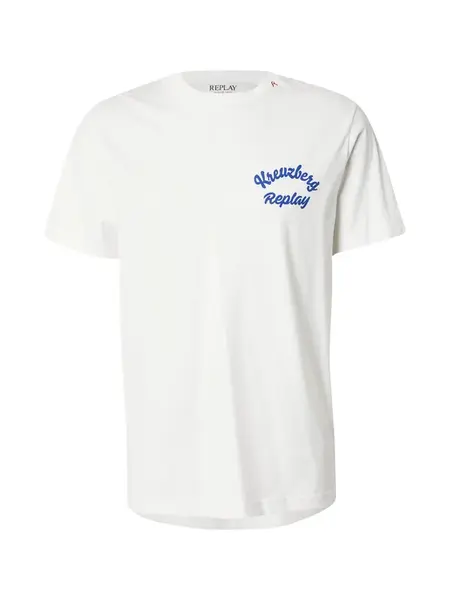 REPLAY Tričko  modrá / prírodná biela