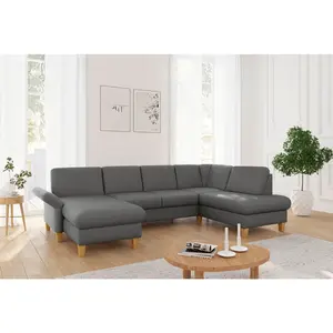 Sit & More SEDACÍ SOUPRAVA, textil, tmavě šedá