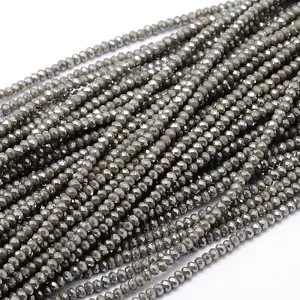 Faceted Rondelle Full Rainbow Plated Electroplate Glass Beads Strands