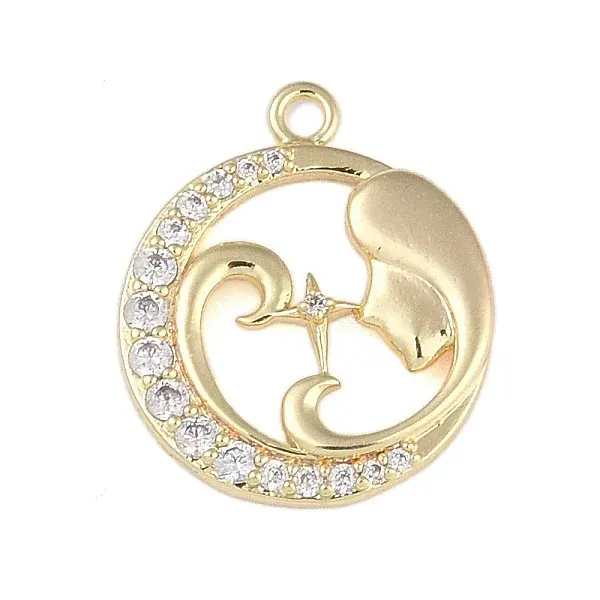 Brass Micro Pave Clear Cubic Zirconia Pendants