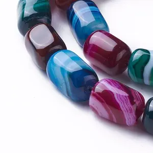 Natural Dyed Striped Agate/Banded Agate Beads Strands