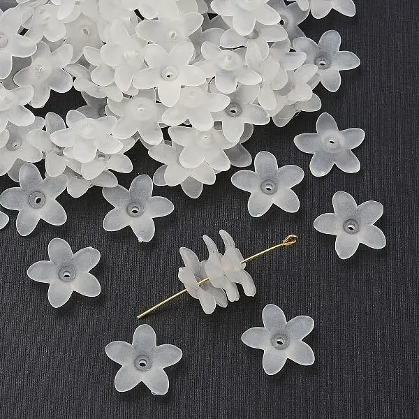 Transparent Frosted Acrylic Flower Beads