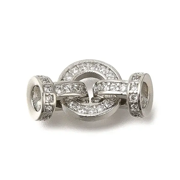 Rack Plating Ring Brass Micro Pave Cubic Zirconia Fold Over Clasps