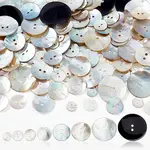 160Pcs 8 Styles 2-Hole Flat Round Mother of Pearl Buttons