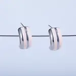 Pink C-shaped Brass Stud Earrings