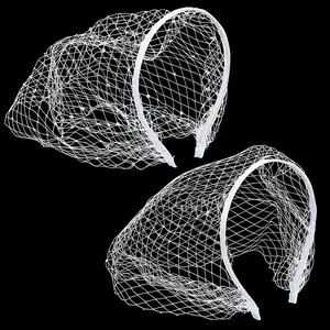 2Pcs 2 Colors Mesh Veil Cloth Hair Bands