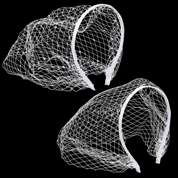 2Pcs 2 Colors Mesh Veil Cloth Hair Bands