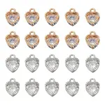20Pcs 2 Colors Valentine's Day Theme Heart Alloy Micro Clear Cubic Zirconia Charms
