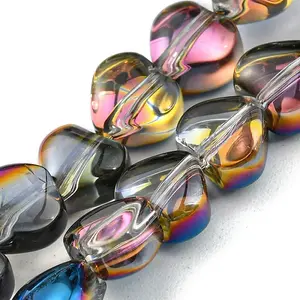 Half Plated Electroplate Transparent Glass Beads Strands