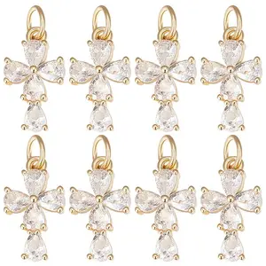 Brass Micro Pave Clear Cubic Zirconia Charms