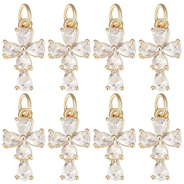 Brass Micro Pave Clear Cubic Zirconia Charms
