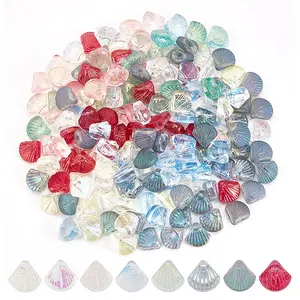 160Pcs 8 Style Transparent Spray Painted Glass Beads