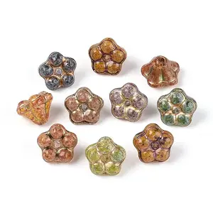 Picasso Baking Paint & Golden Metal Enlaced Glass Beads