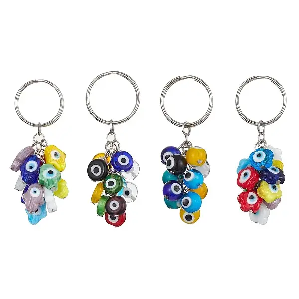 Handmade Evil Eye Lampwork Beads Keychain