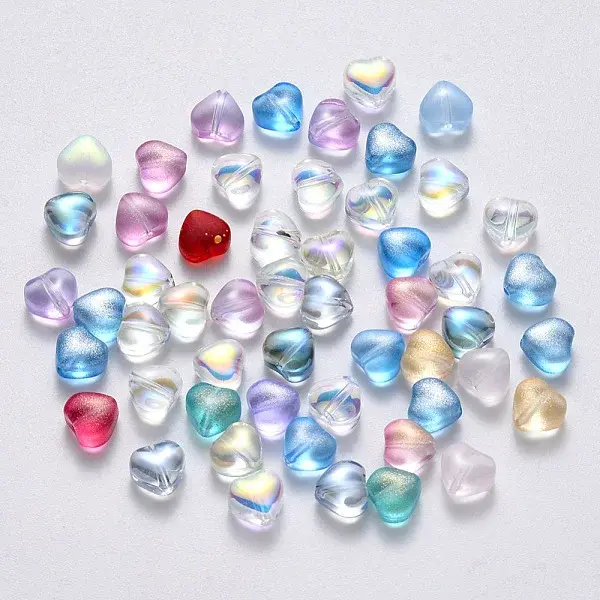 Transparent Spray Painted Glass Beads