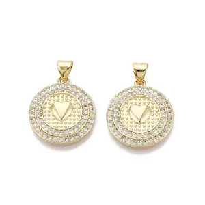 Brass Micro Pave Clear Cubic Zirconia Pendants