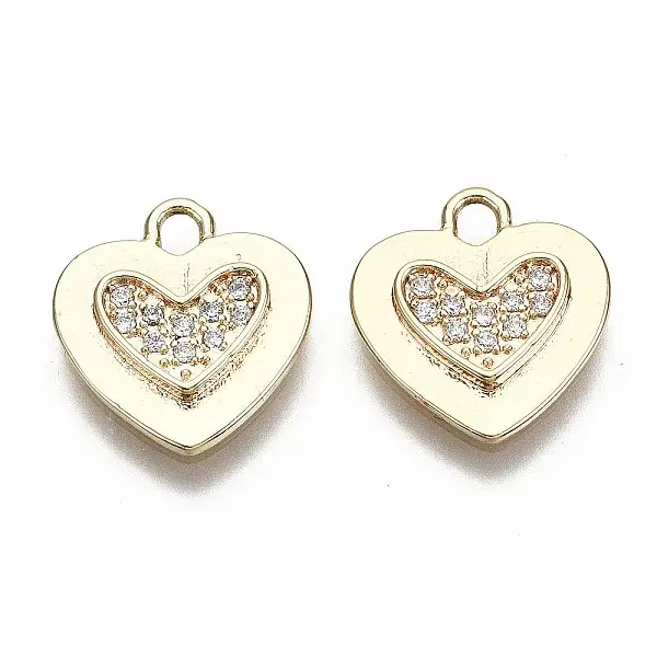 Brass Micro Pave Clear Cubic Zirconia Charms