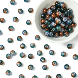 100Pcs Crackle Glass Beads