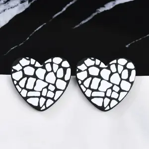 Heart Acrylic Printed Stud Earrings for Women