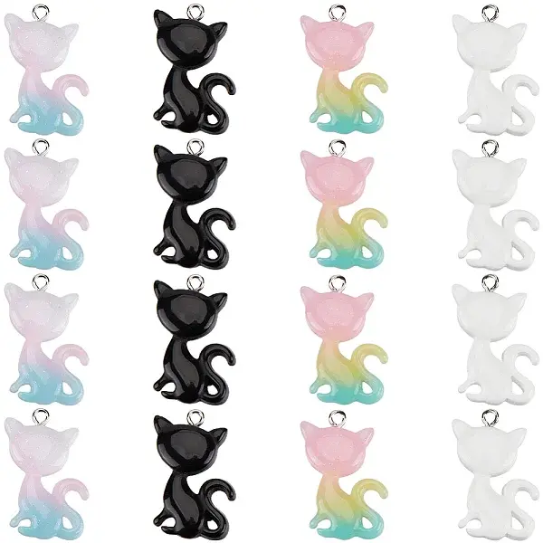 40Pcs 4 Colors Resin Pendants