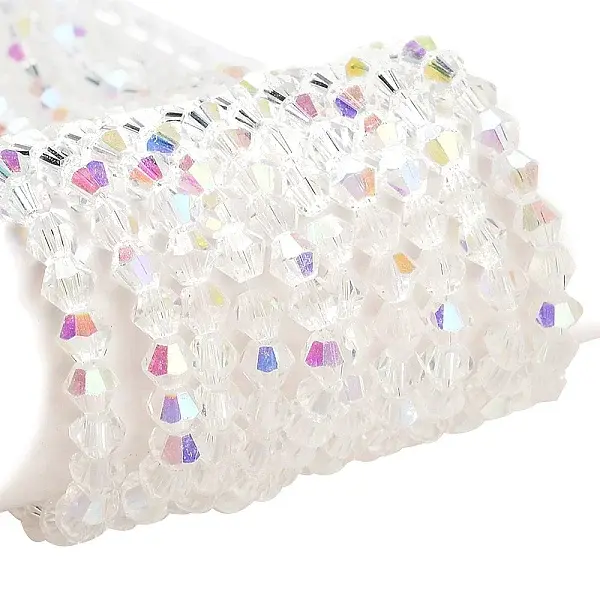 Faceted Bicone Electroplate Glass Beads Strands