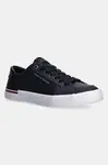 Kožené sneakers boty Tommy Hilfiger CORE CORPORATE VULC LEATHER tmavomodrá barva, FM0FM05399
