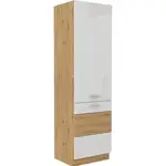 Vysoká potravinová skříňka Artisan 60 DK-210 2F Barva korpusu: Dub artisan, Barva dvířek: Bílý lesk