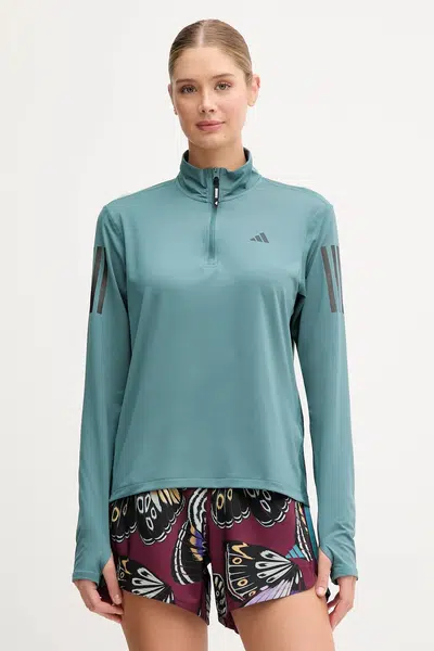 Joggingová mikina adidas Performance Own The Run dámská, zelená barva, hladká, JX2255
