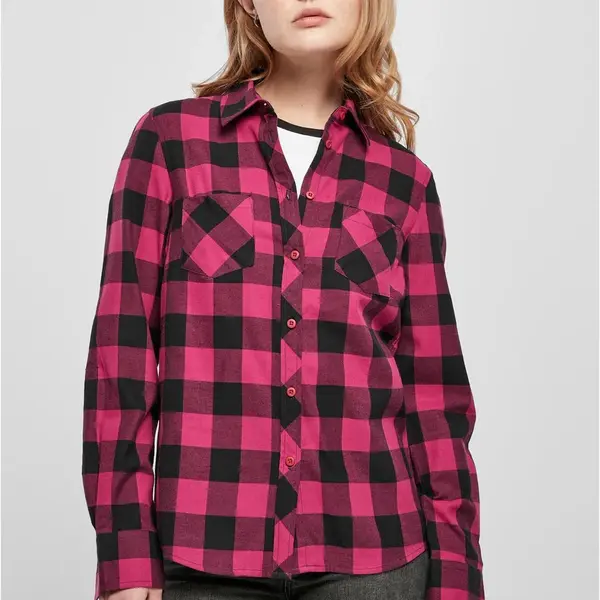 Ladies Turnup Checked Flanell Shirt wildviolet/black