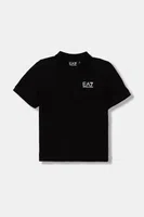 Dětská bavlněná polokošile EA7 Emporio Armani černá barva, s potiskem, 7B000022 AF10378
