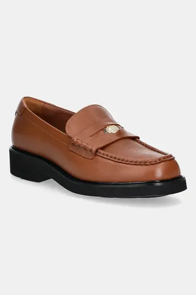 Kožené mokasíny Tommy Hilfiger CREST SQUARISH TOE PENNY LOAFER
