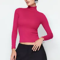 Trendyol Pink Premium Soft Fabric Rolák Vypasovaný/flexibilní pletený Halenka