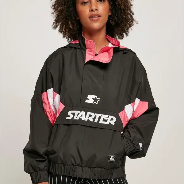 Dámská startovací větrovka Colorblock Halfzip černá/růžová