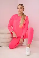 Komplet s oversize halenkou růžové neonové barvy