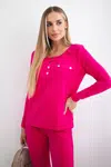 Komplet s výstřihem s fuchsiovými druky