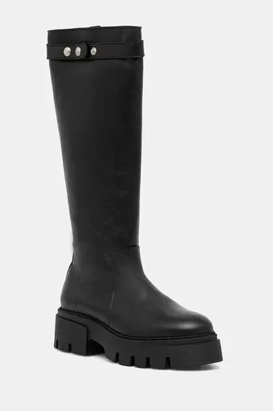 Kožené kozačky Bianco BIAMIA dámské, černá barva, na platformě, 11302218