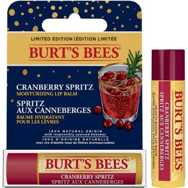 Burt’s Bees Festive Cranberry Spritz hydratačný balzam na pery v tyčinke 4.25 g