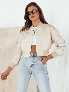 Dámská koženová bunda PRIDA Barva béžová DSTREET