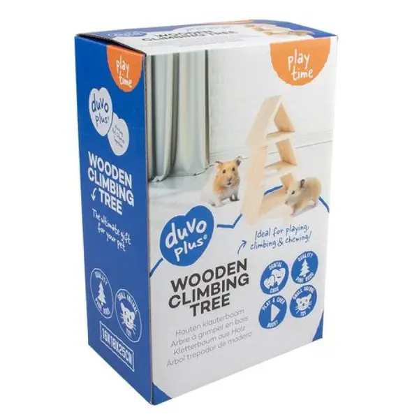 Duvo+ Dřevěná lezecká stěna pro hlodavce 16x10x25cm stromek