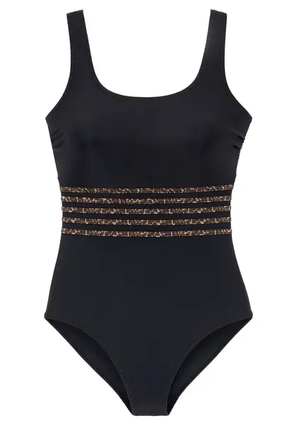 LASCANA Jednodielne plavky  béžová / hnedá / čierna