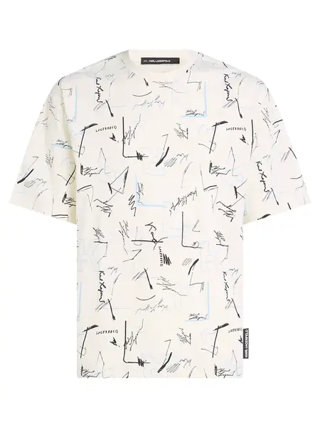 Karl Lagerfeld Tričko  krémová / svetlomodrá / čierna