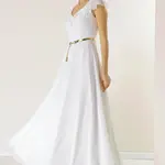 Šifónové šaty By Saygı s volánovým límcem, páskem v pase a podšívkou