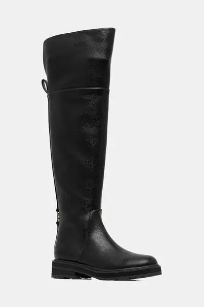 Kozačky Twinset dámské, černá barva, na plochém podpatku, 252TGT124