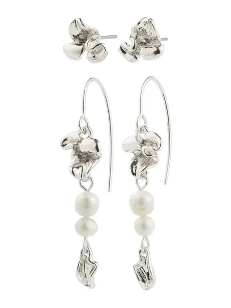 Pilgrim Náušnice 'Luis'  strieborná / biela