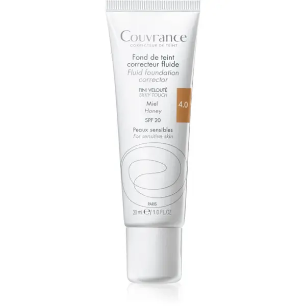 Avène Couvrance Fluid Foundation Corrector tekutý krycí make-up SPF 20 odstín 4.0 Honey 30 ml