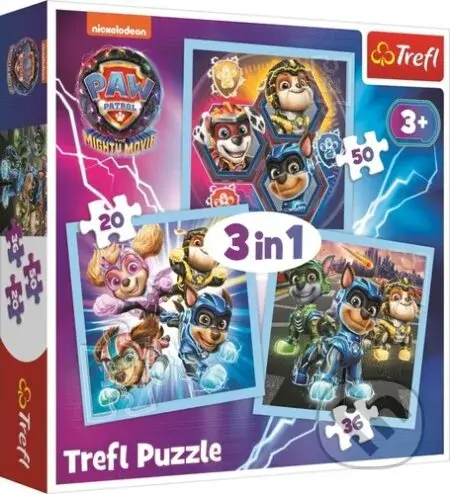 Tlapková patrola Mocní hrdinové 3v1 - puzzle z kategorie 15 - 60 dílků