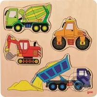 Stavební stroje (Dřevěné vkládací puzzle) - puzzle z kategorie Maxi dílky