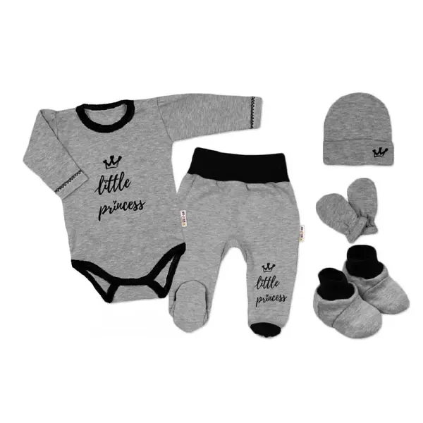 Baby Nellys Súpravička do pôrodnice Princess - sivý, vel. 62